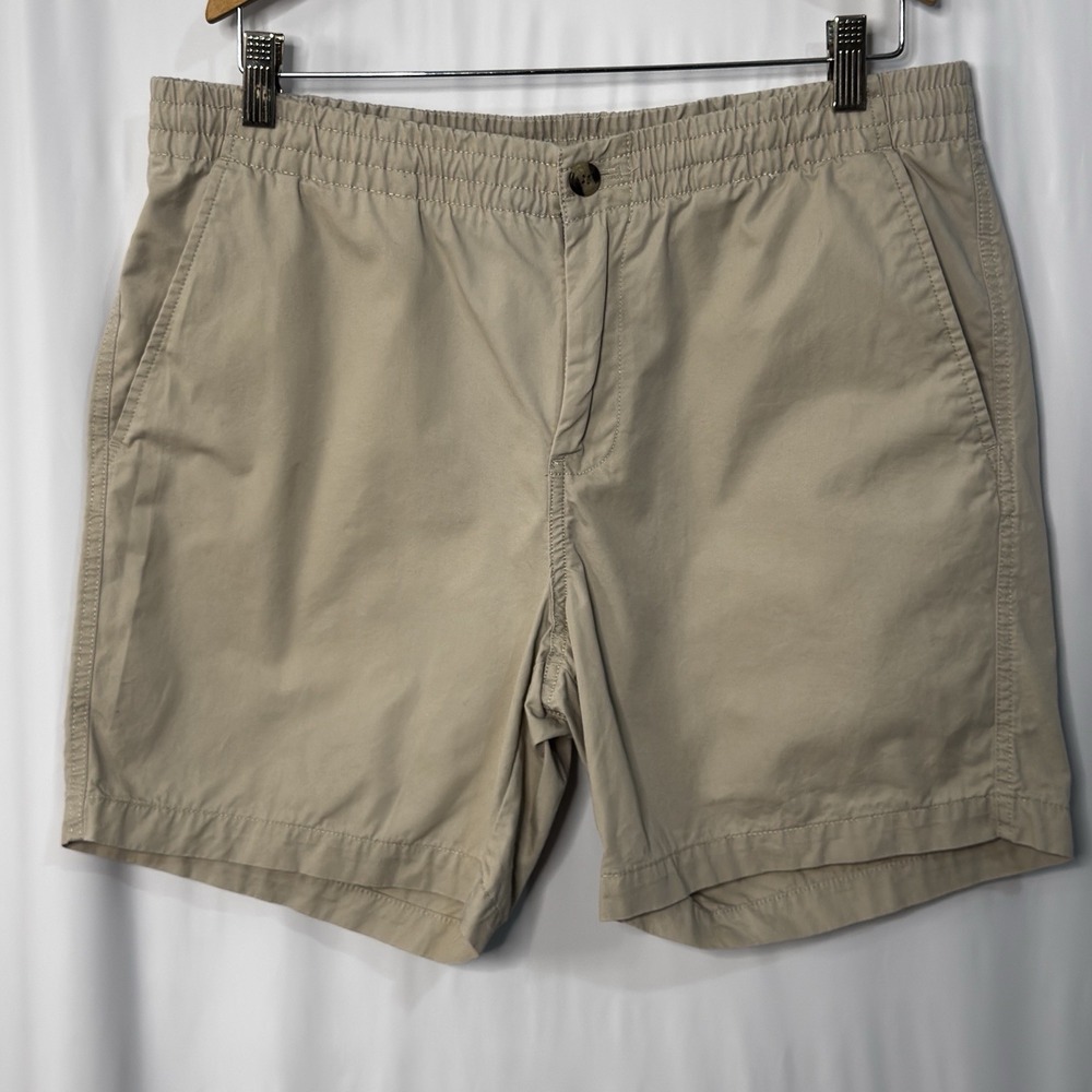 Size Large - Chaps Tan Khaki Chino Shorts Flat Front Elastic Waist